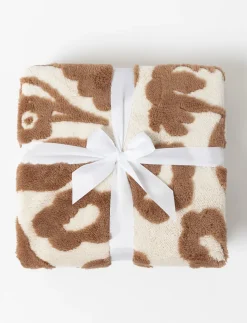 Leaf Print Jacquard Sherpa Throw
