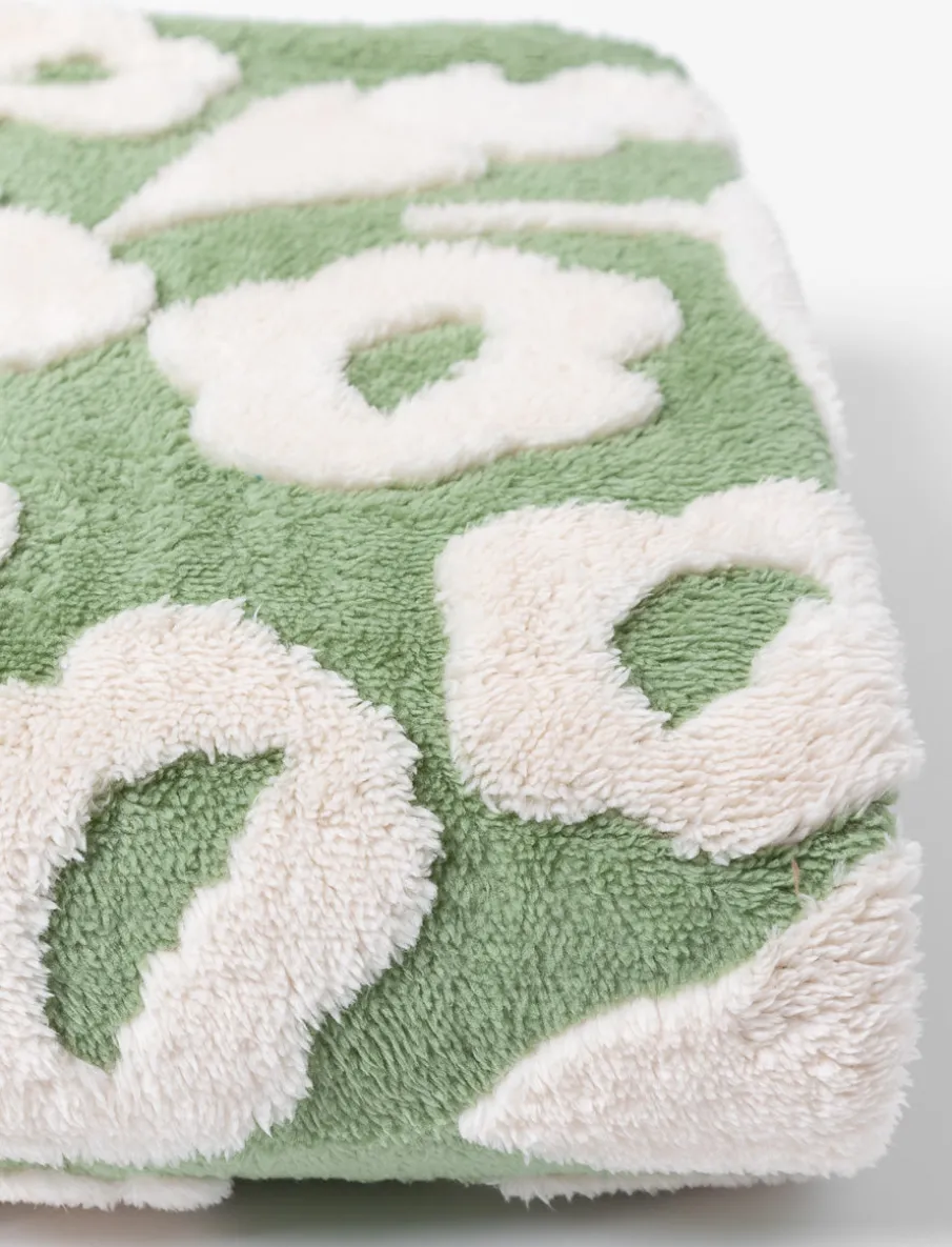 Leaf Print Jacquard Sherpa Throw
