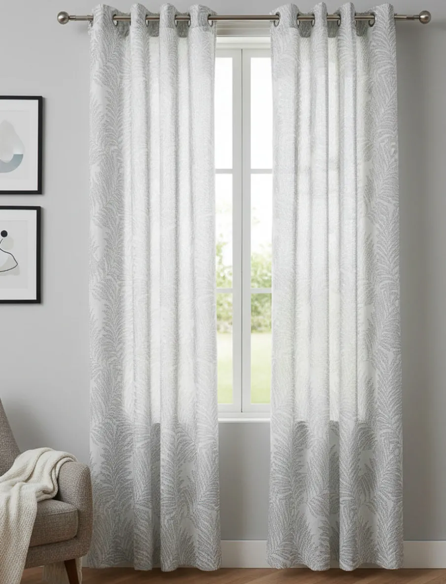 Leaf Print Sheer Panel