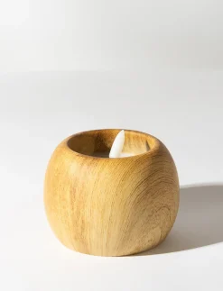 LED Wooden-look Candle