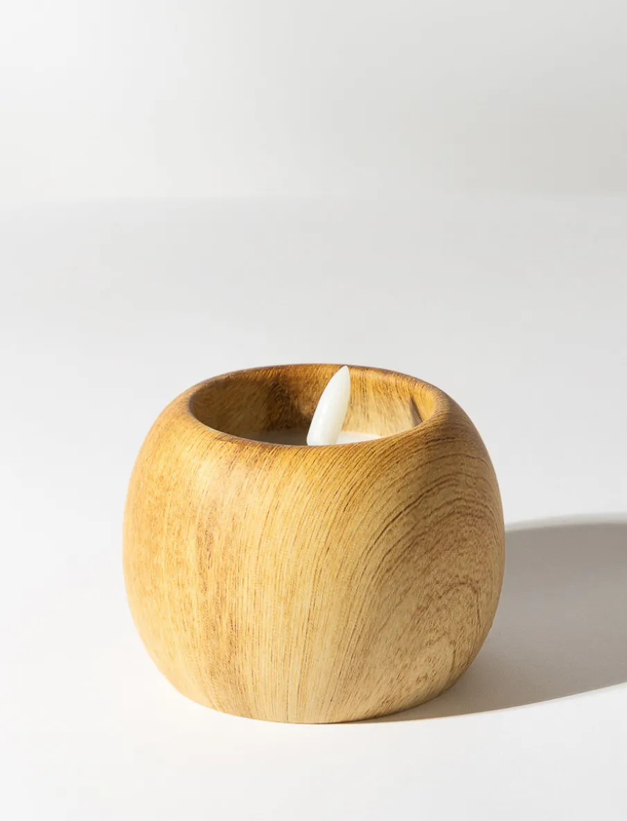 LED Wooden-look Candle