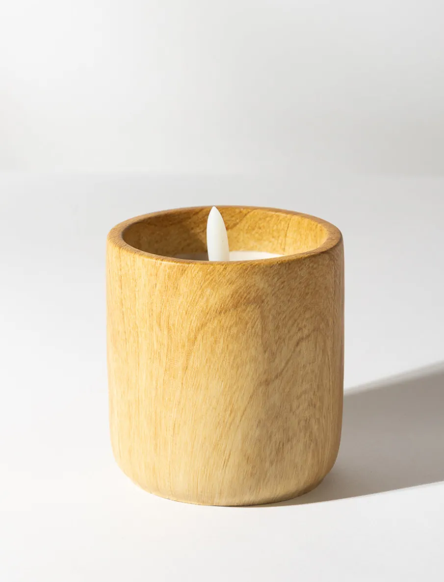 LED Wooden-look Candle