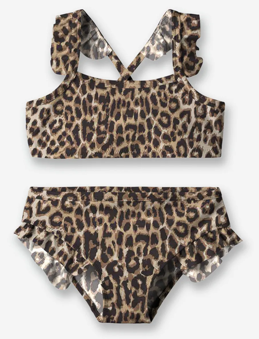 Leopard Print Criss-cross Back 2-piece Swimsuit