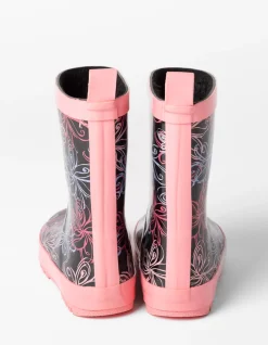 Lined Floral Rain Boots - Little Girl