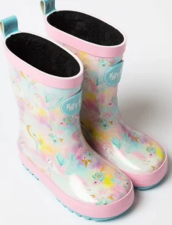 Lined Floral Rain Boots - Little Girl