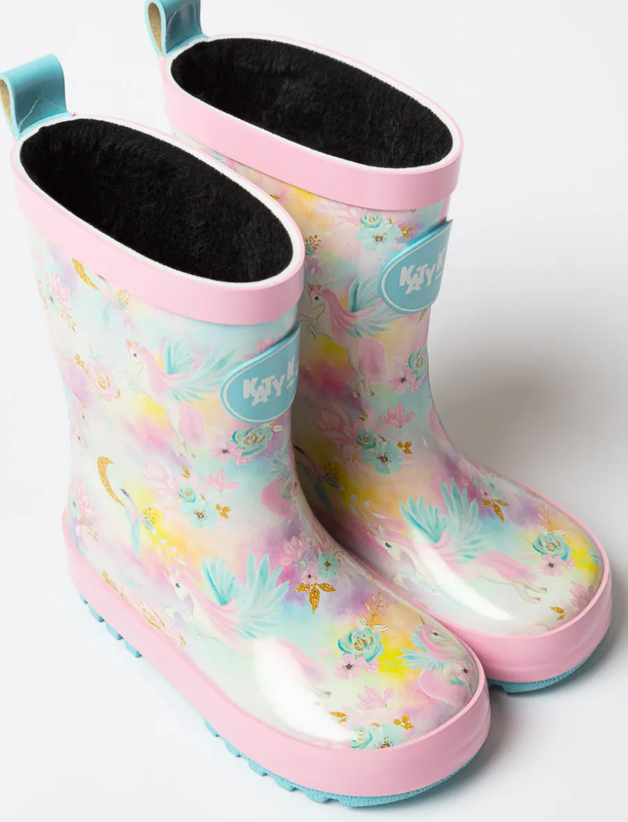 Lined Floral Rain Boots - Little Girl