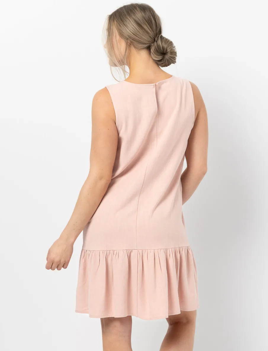Linen Dress with Flounce Hem