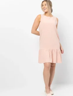 Linen Dress with Flounce Hem