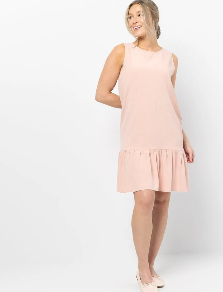 Linen Dress with Flounce Hem