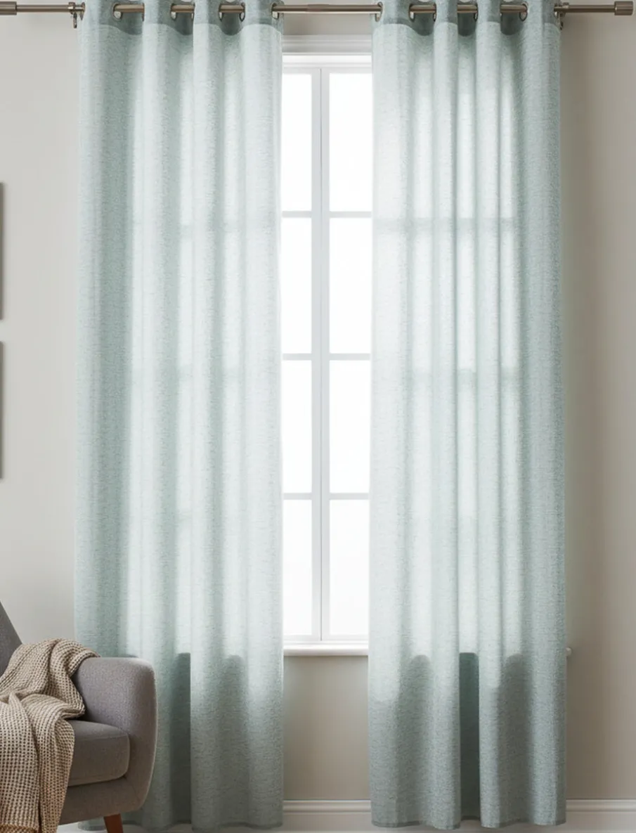 Linen-look Sheer Curtain Panel