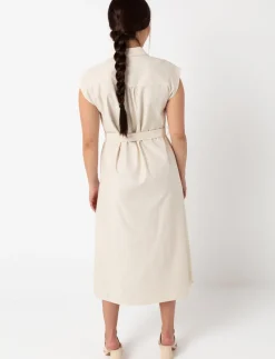Long Buttoned Dress with Belt