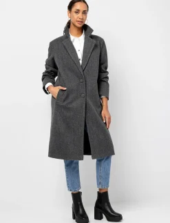 Long Coat with Notched Collar