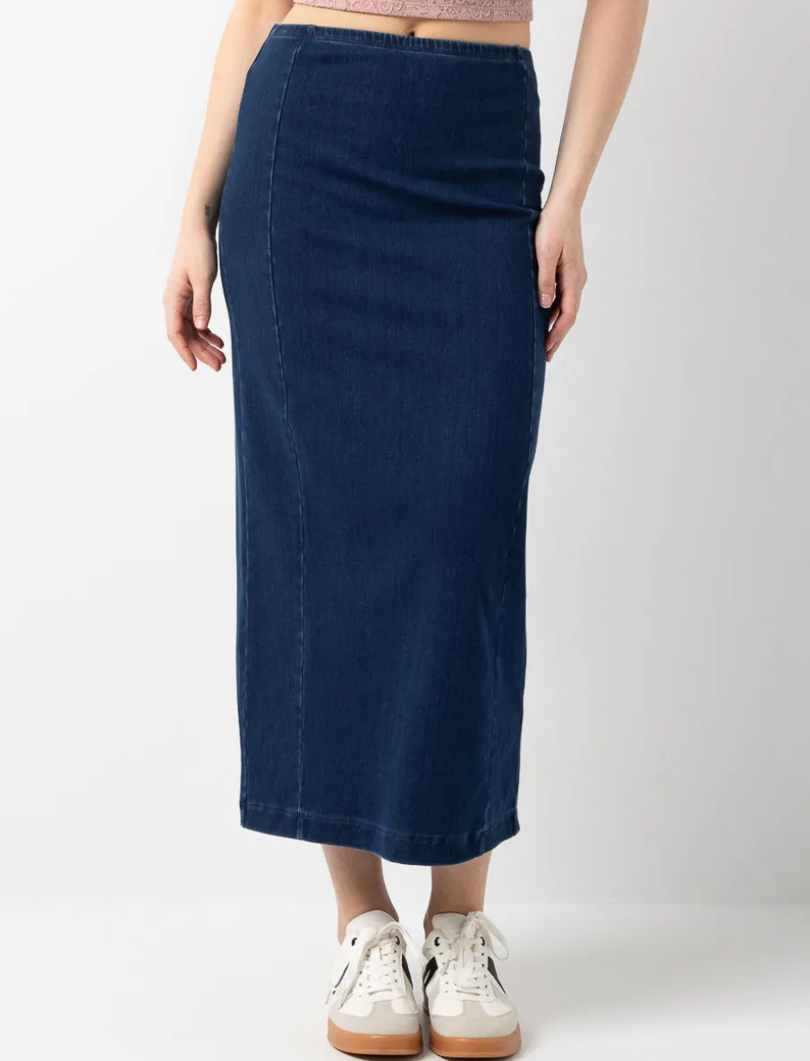 Long Denim Skirt with Slit
