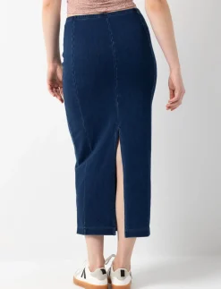 Long Denim Skirt with Slit