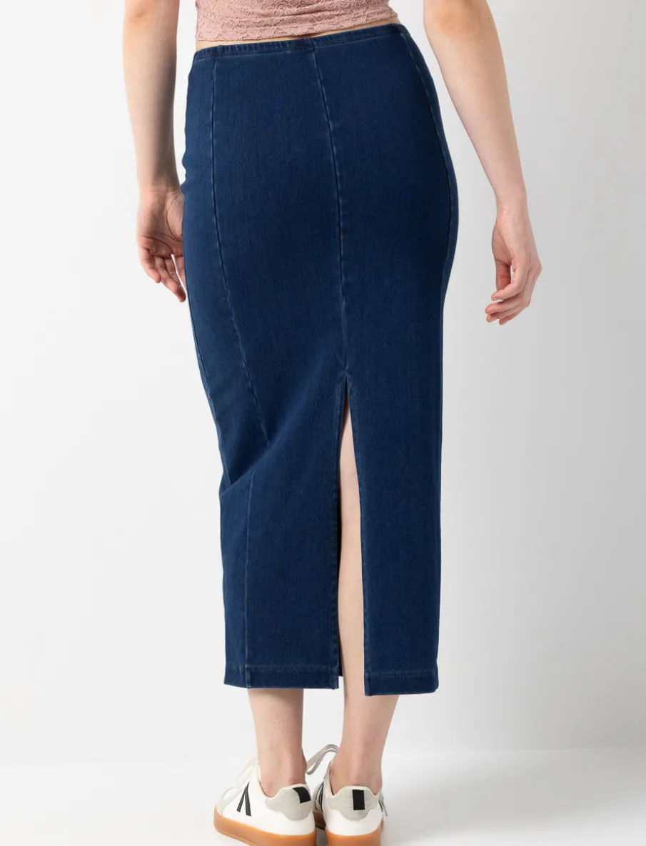Long Denim Skirt with Slit