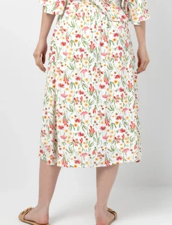 Long Flared Floral Print Skirt