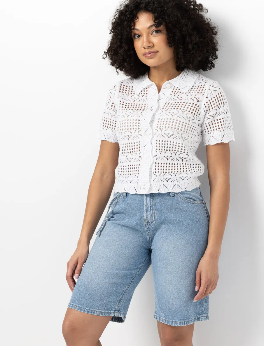 Loose Denim Bermuda Shorts
