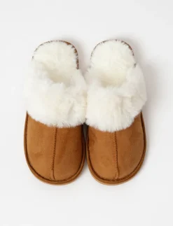 Mule Slippers with Faux Fur