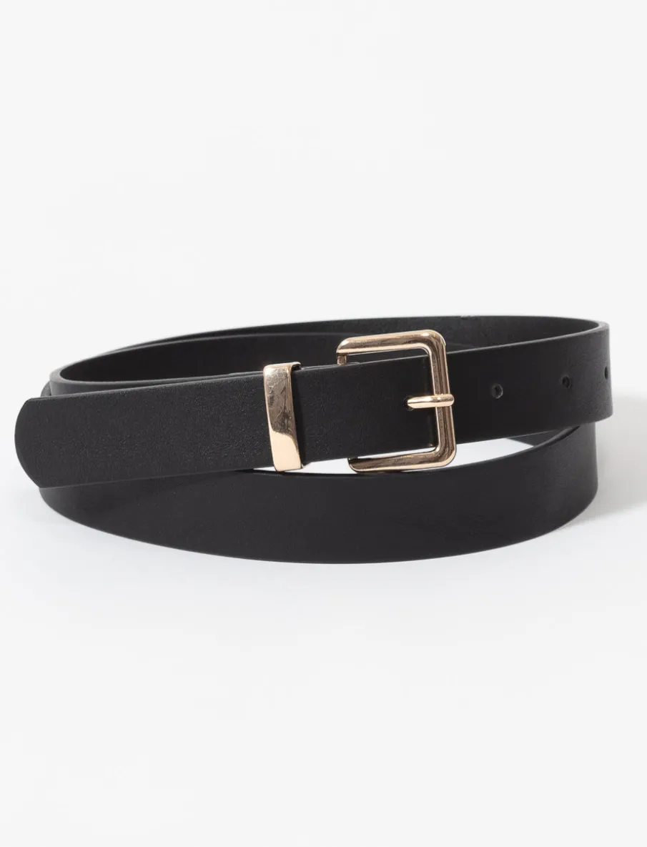 Narrow Belt with Gold Buckle