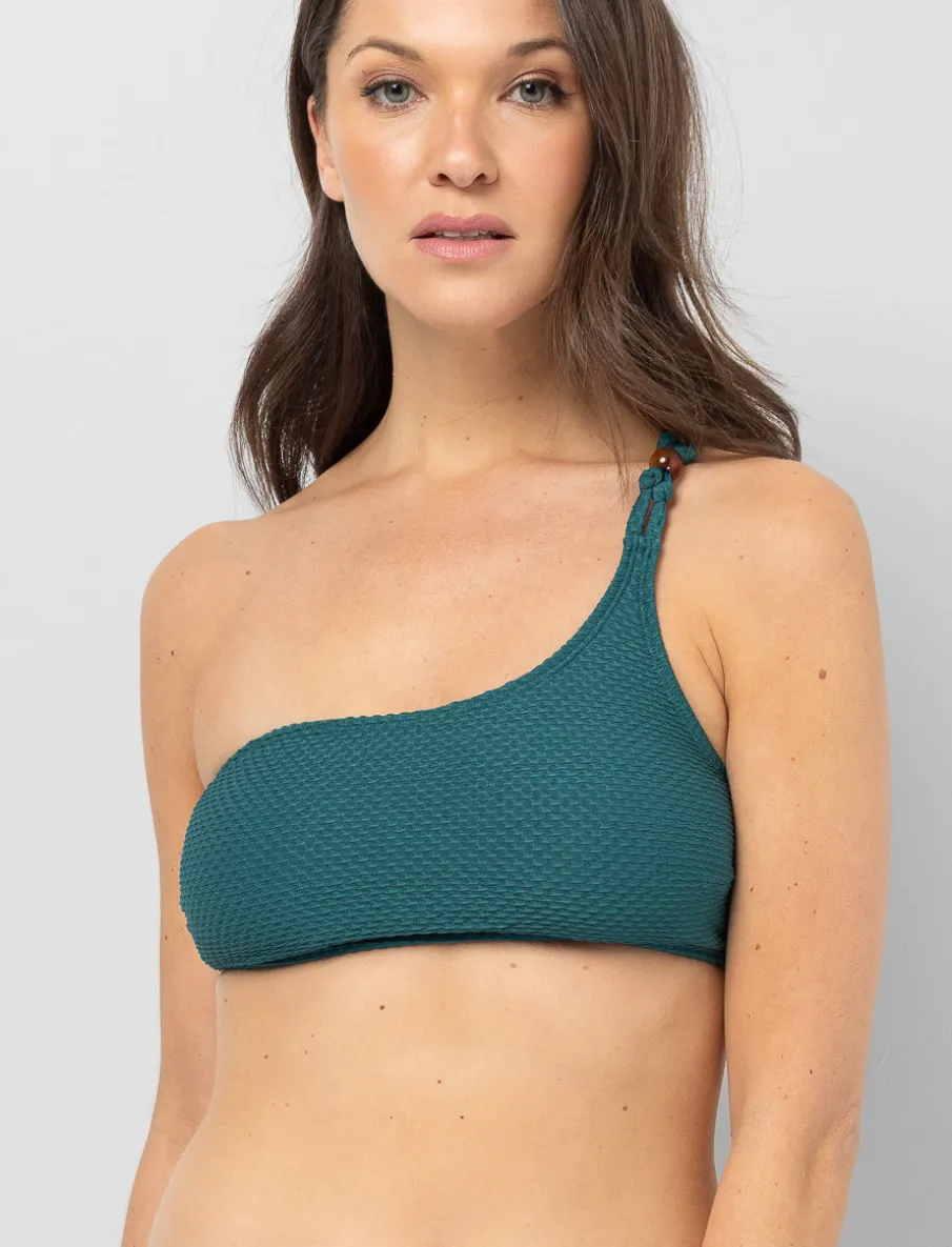 One-shoulder Textured Bikini Top
