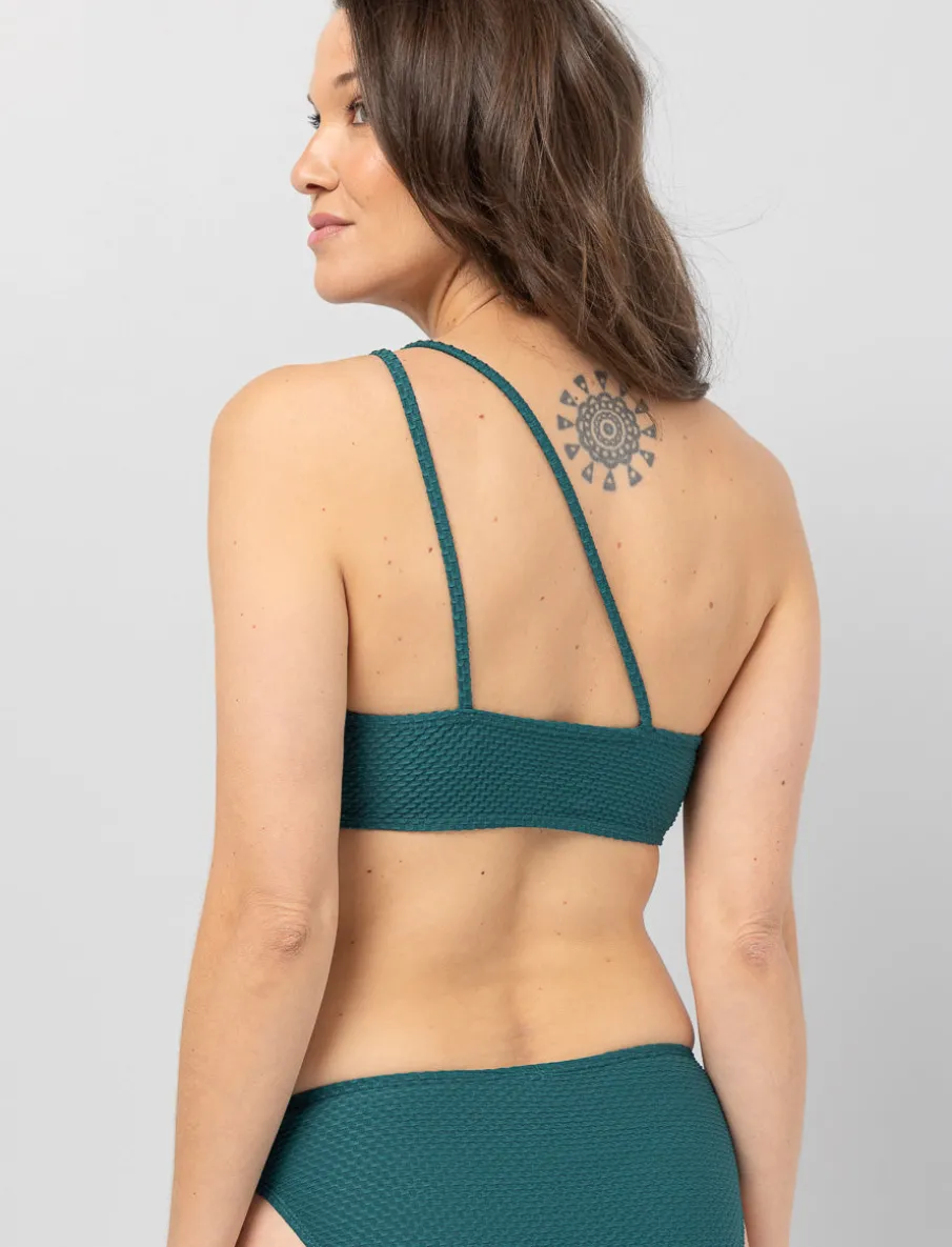 One-shoulder Textured Bikini Top