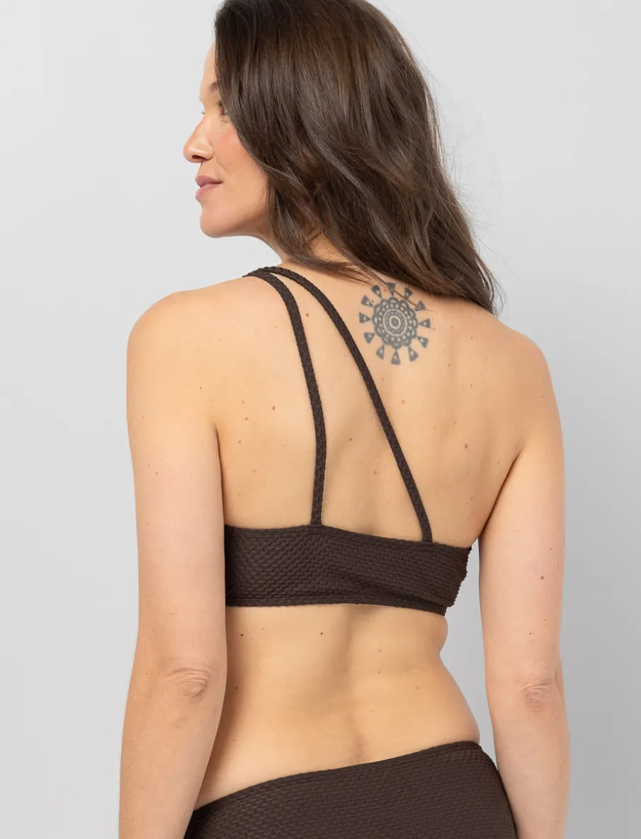One-shoulder Textured Bikini Top