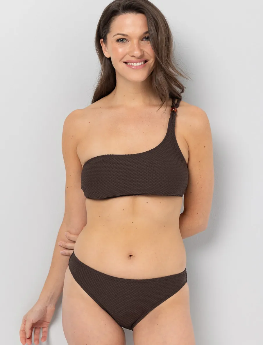 One-shoulder Textured Bikini Top