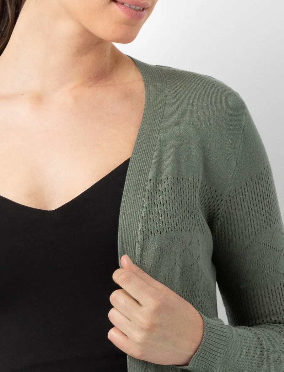 Open Pointelle Knit Cardigan