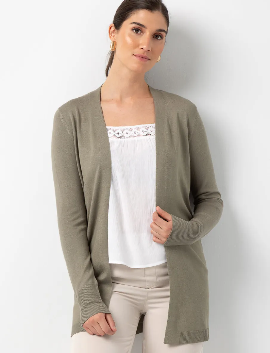 Open-front Long-sleeve Cardigan