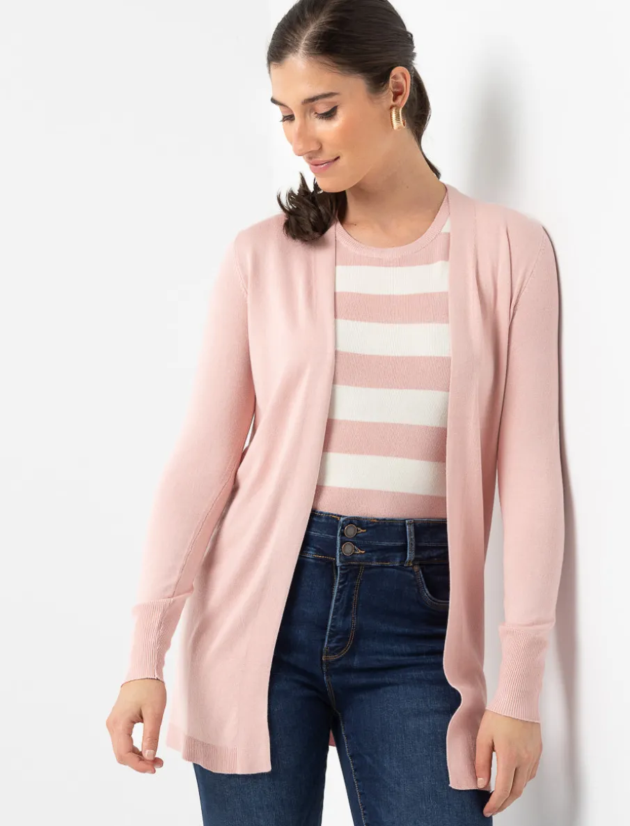 Open-front Long-sleeve Cardigan