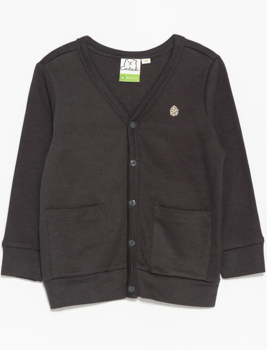Organic Cotton Cardigan with Small Embroidery