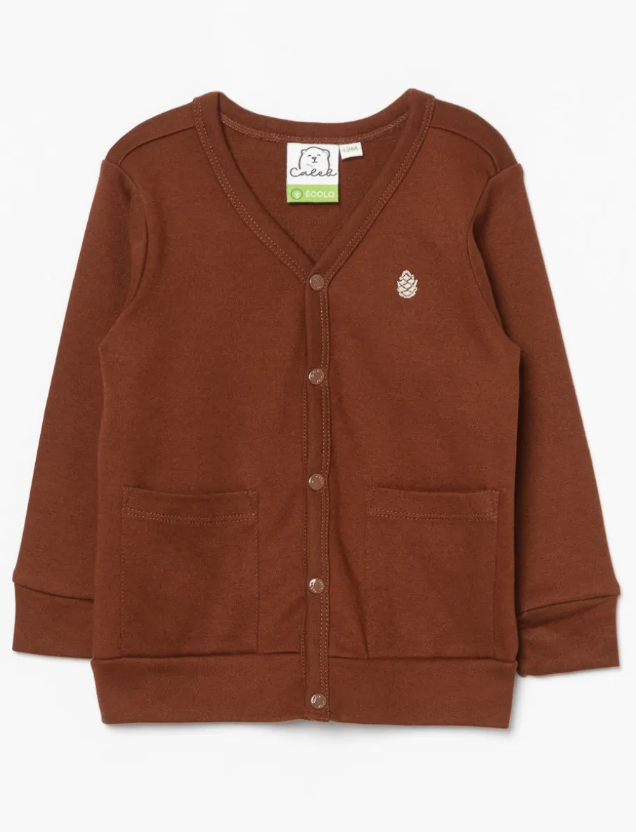 Organic Cotton Cardigan with Small Embroidery