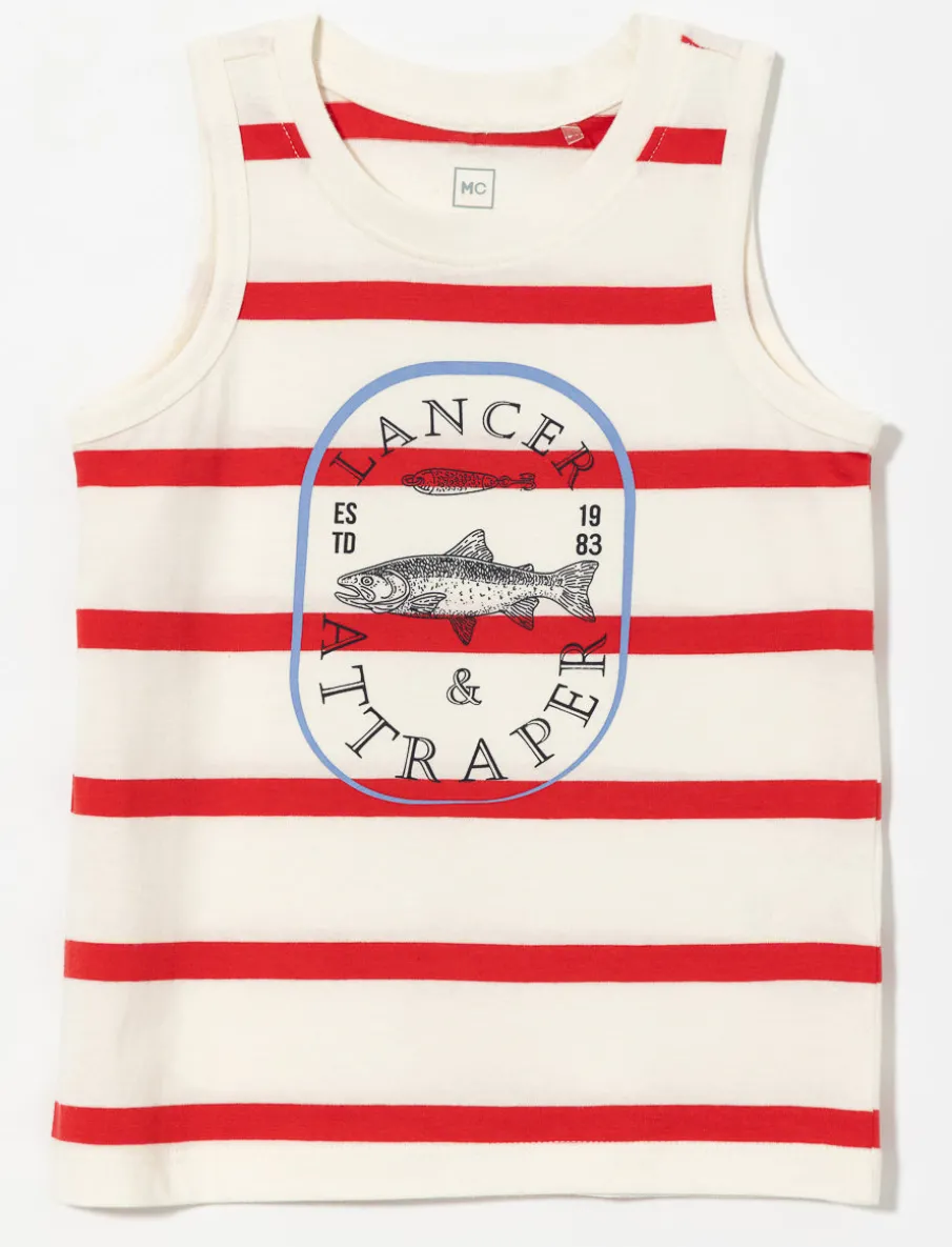 Organic Cotton Printed Tank Top - Little Boy