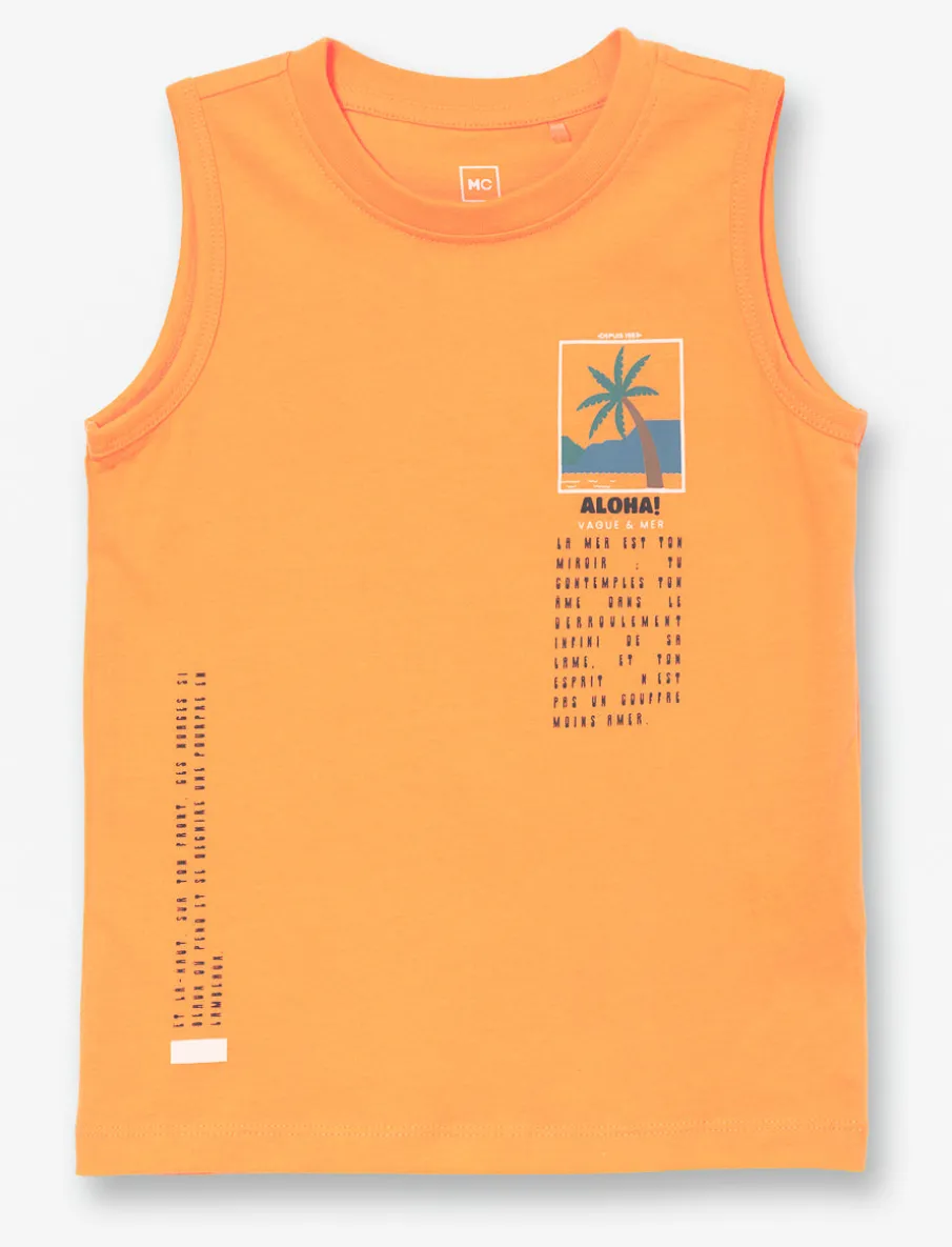 Organic Cotton Printed Tank Top - Little Boy