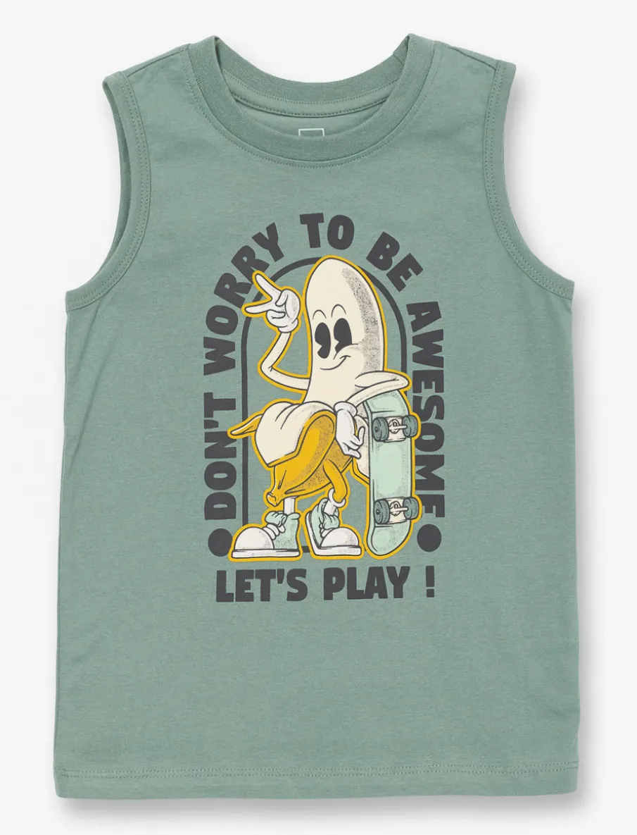 Organic Cotton Printed Tank Top - Little Boy