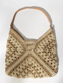 Patterned Straw Tote Bag