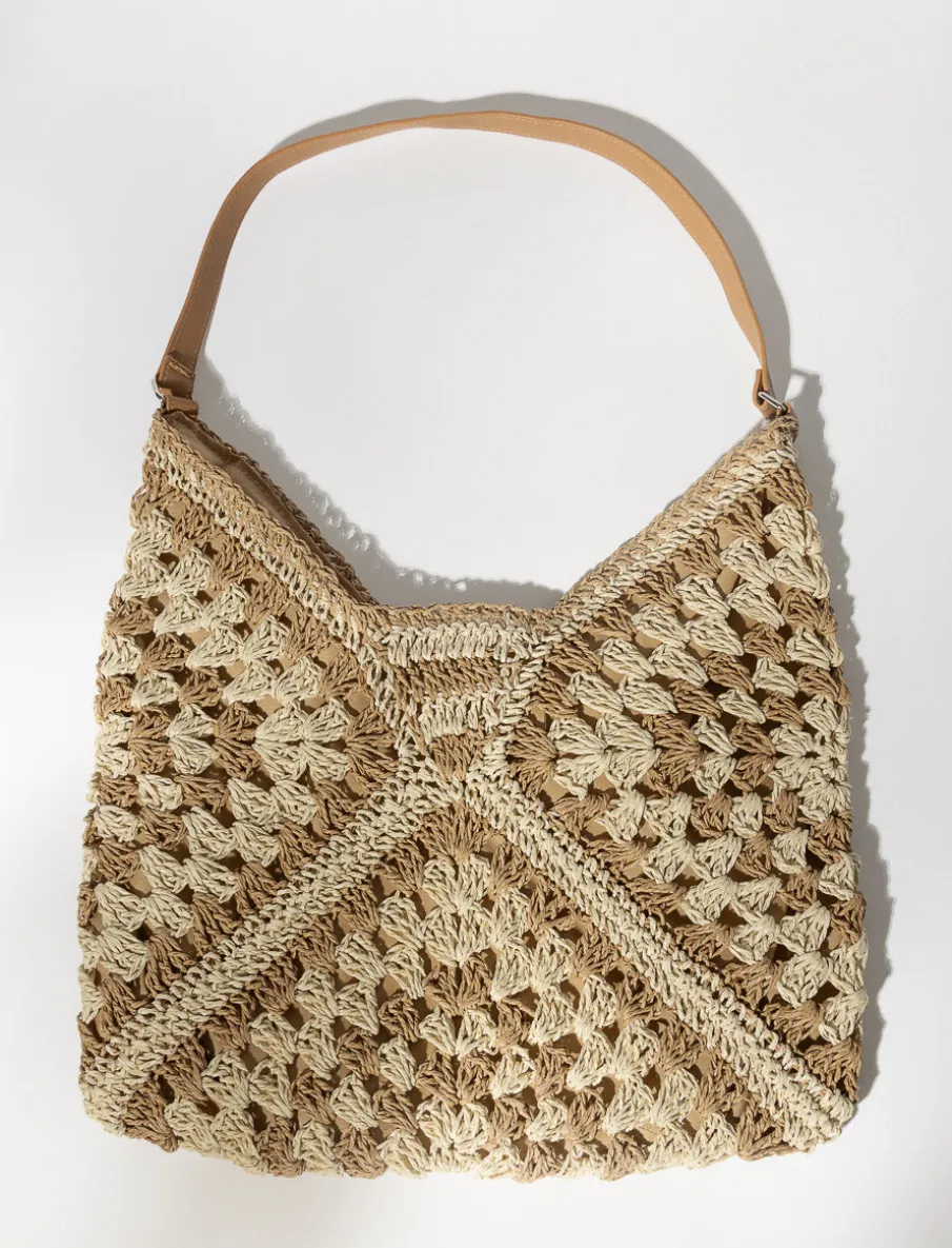 Patterned Straw Tote Bag