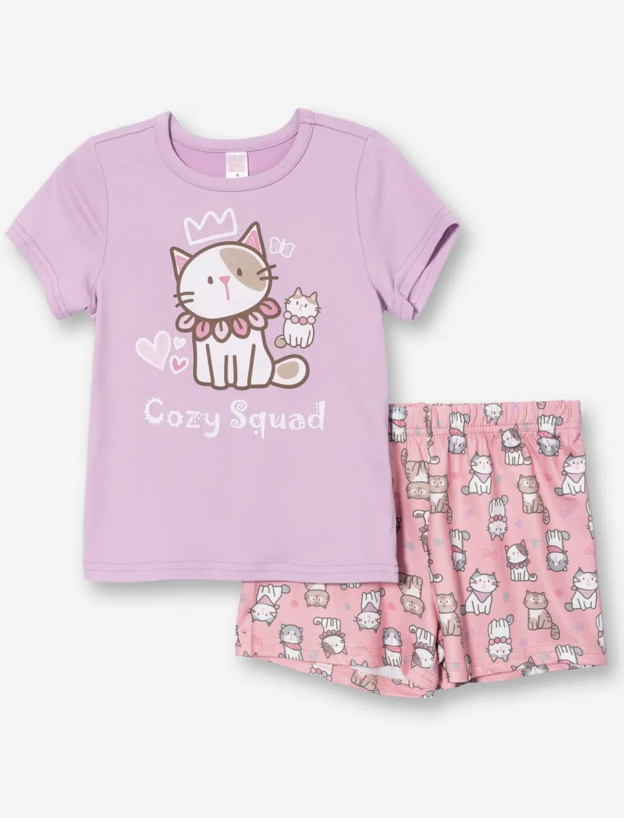 2-Piece Cat Print Pajama Set