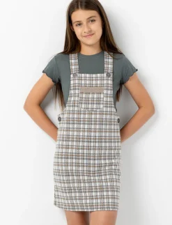Plaid Corduroy Overall Dress