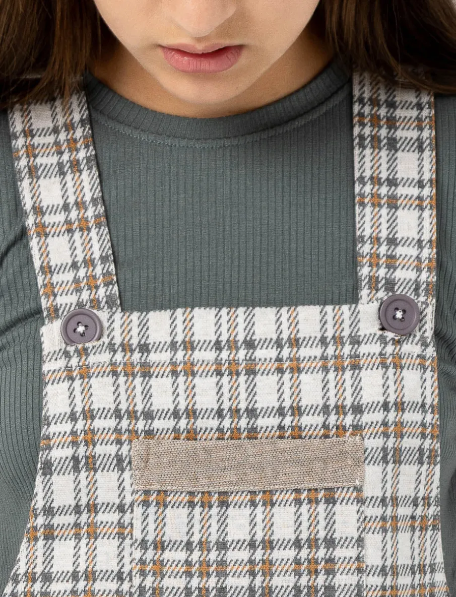 Plaid Corduroy Overall Dress