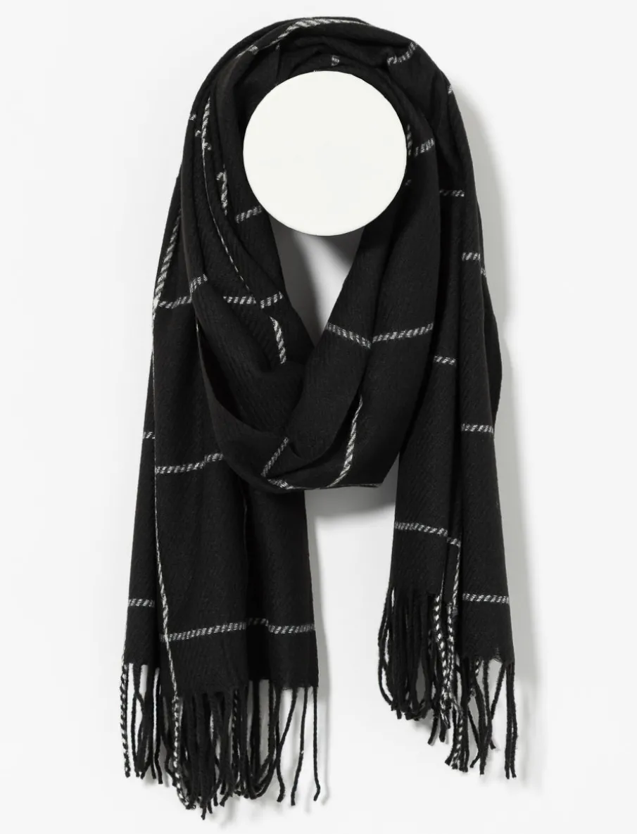 Plaid Scarf with Fringes