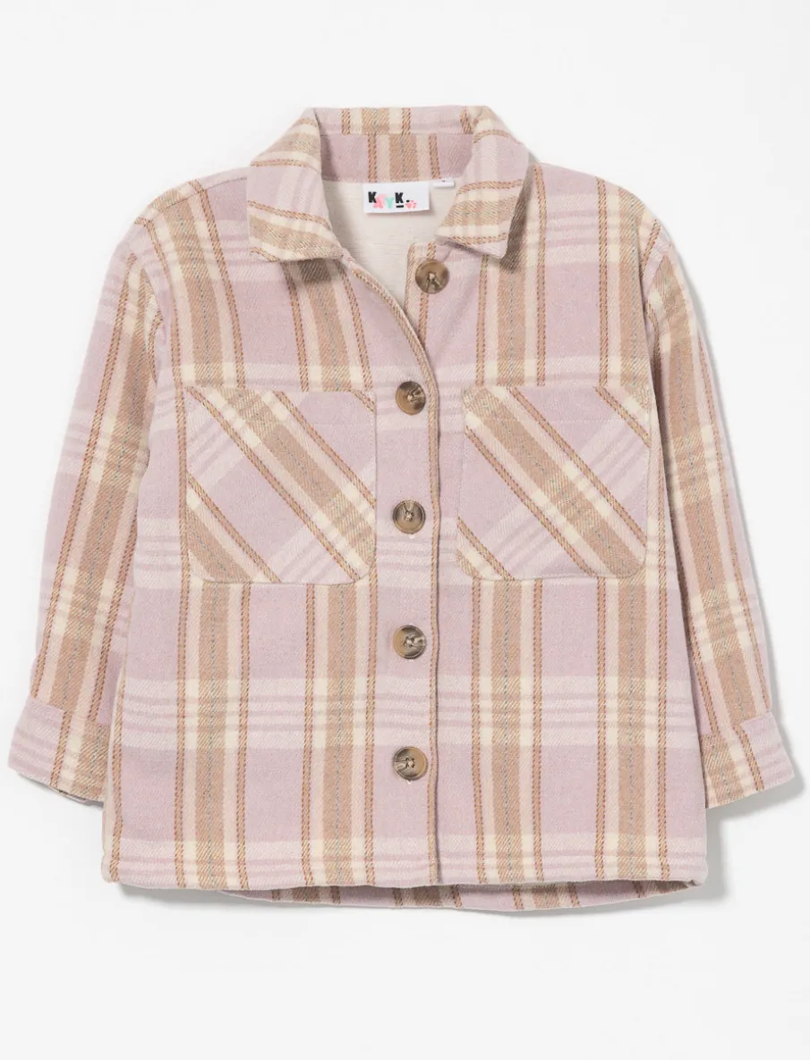 Plaid Sherpa-lined Shacket - Little Girl