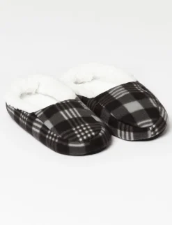 Plaid Sherpa-lined Slippers