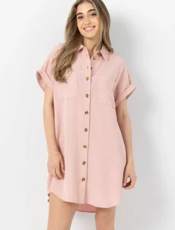 Plain Dolman Sleeve Shirt Dress