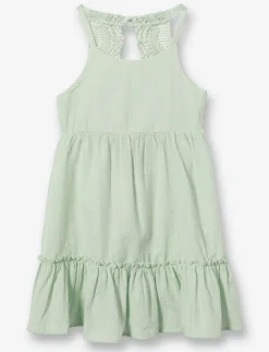 Pleated Dress with Lace Detail