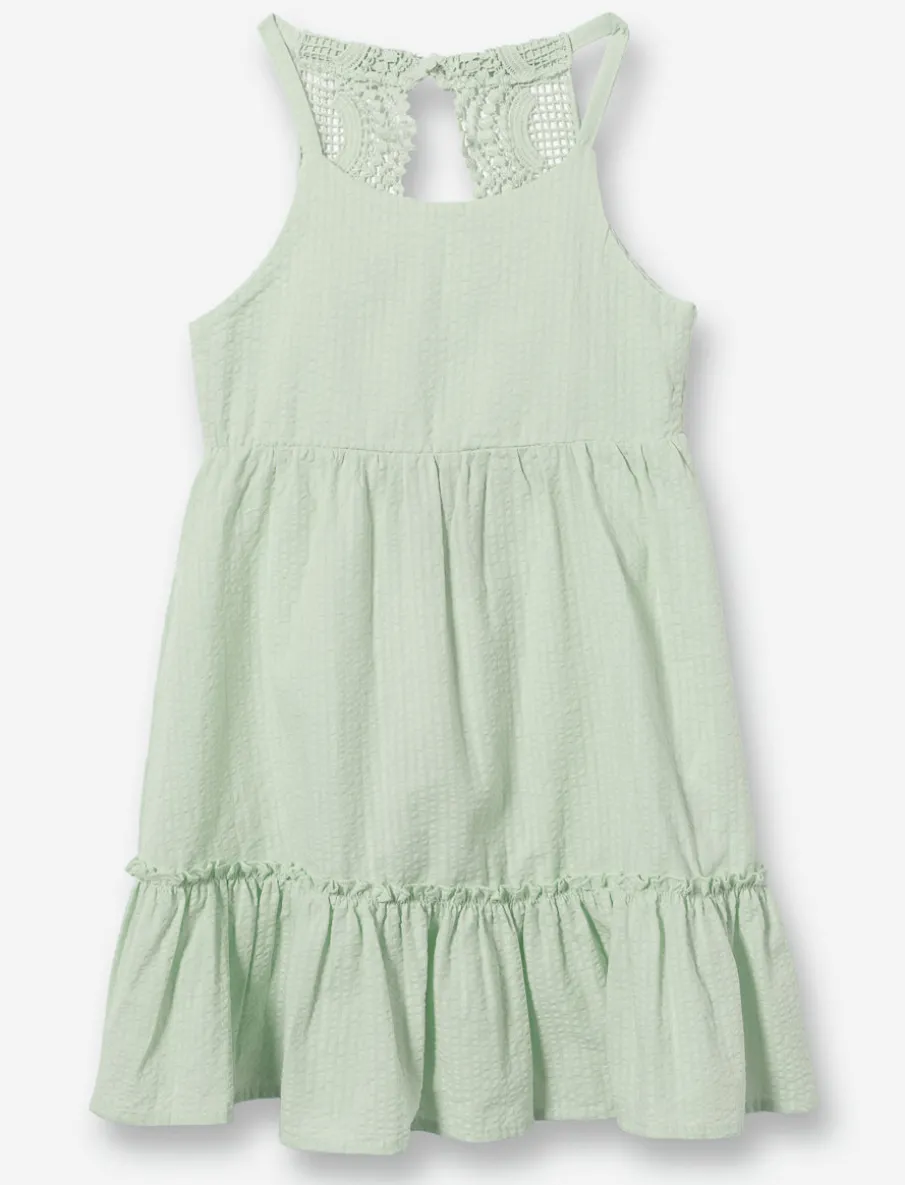 Pleated Dress with Lace Detail