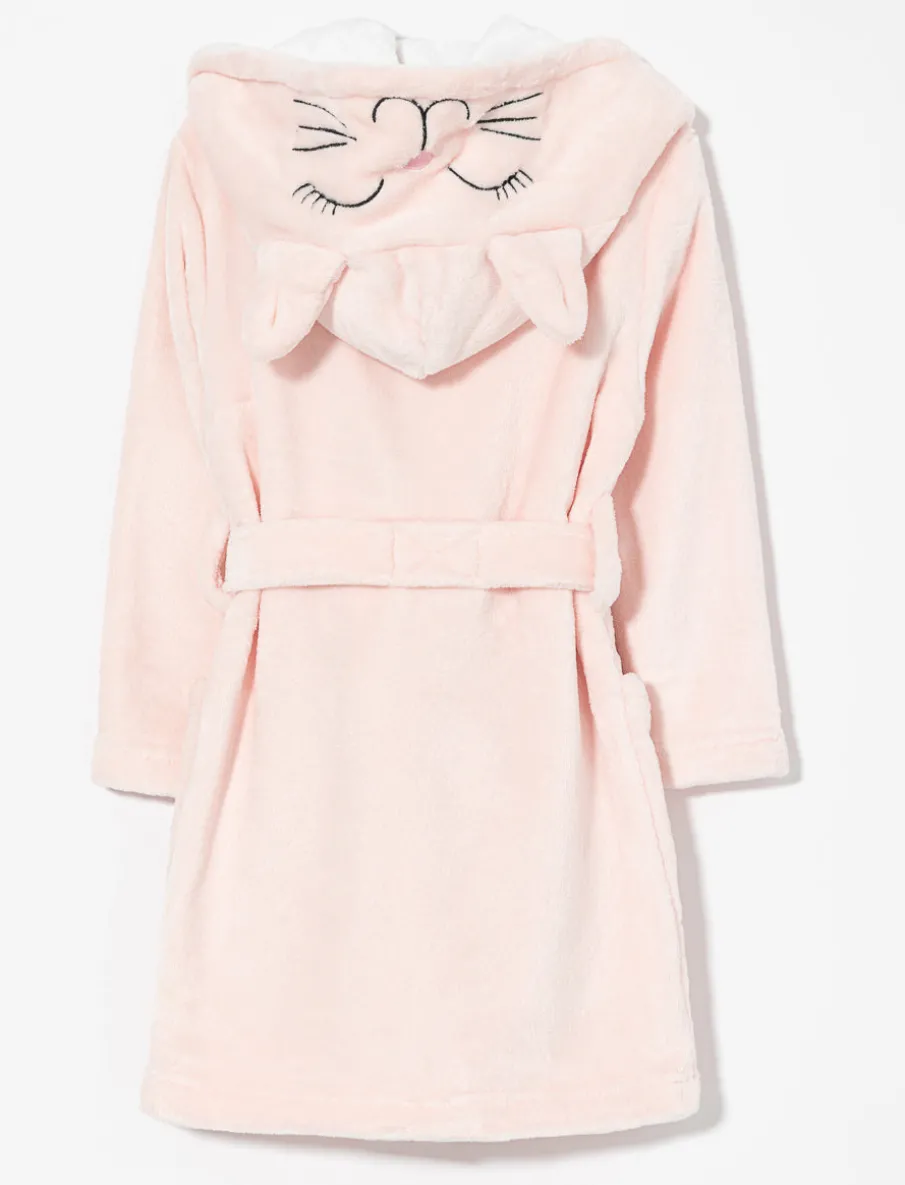 Plush Bathrobe with Cat Ears - Little Girl