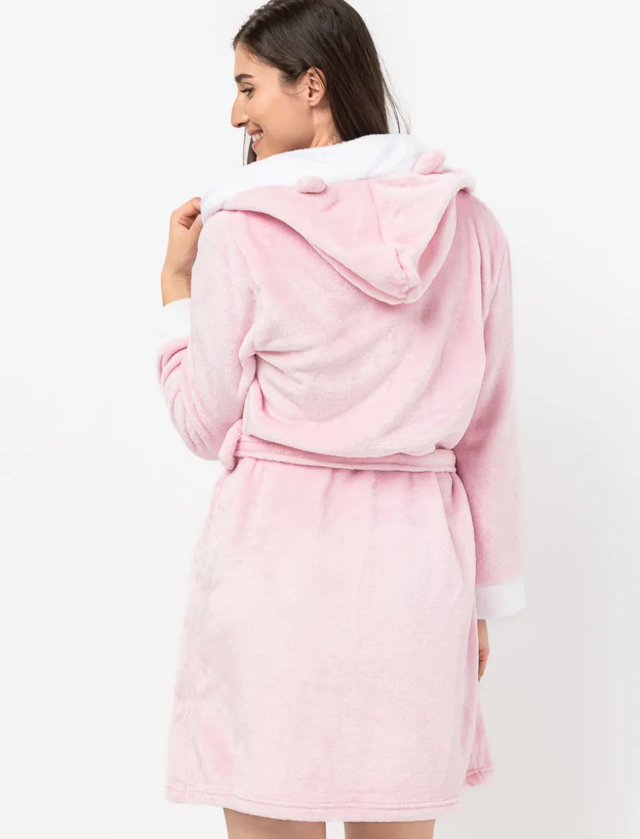 Plush Bathrobe with Cat Pockets