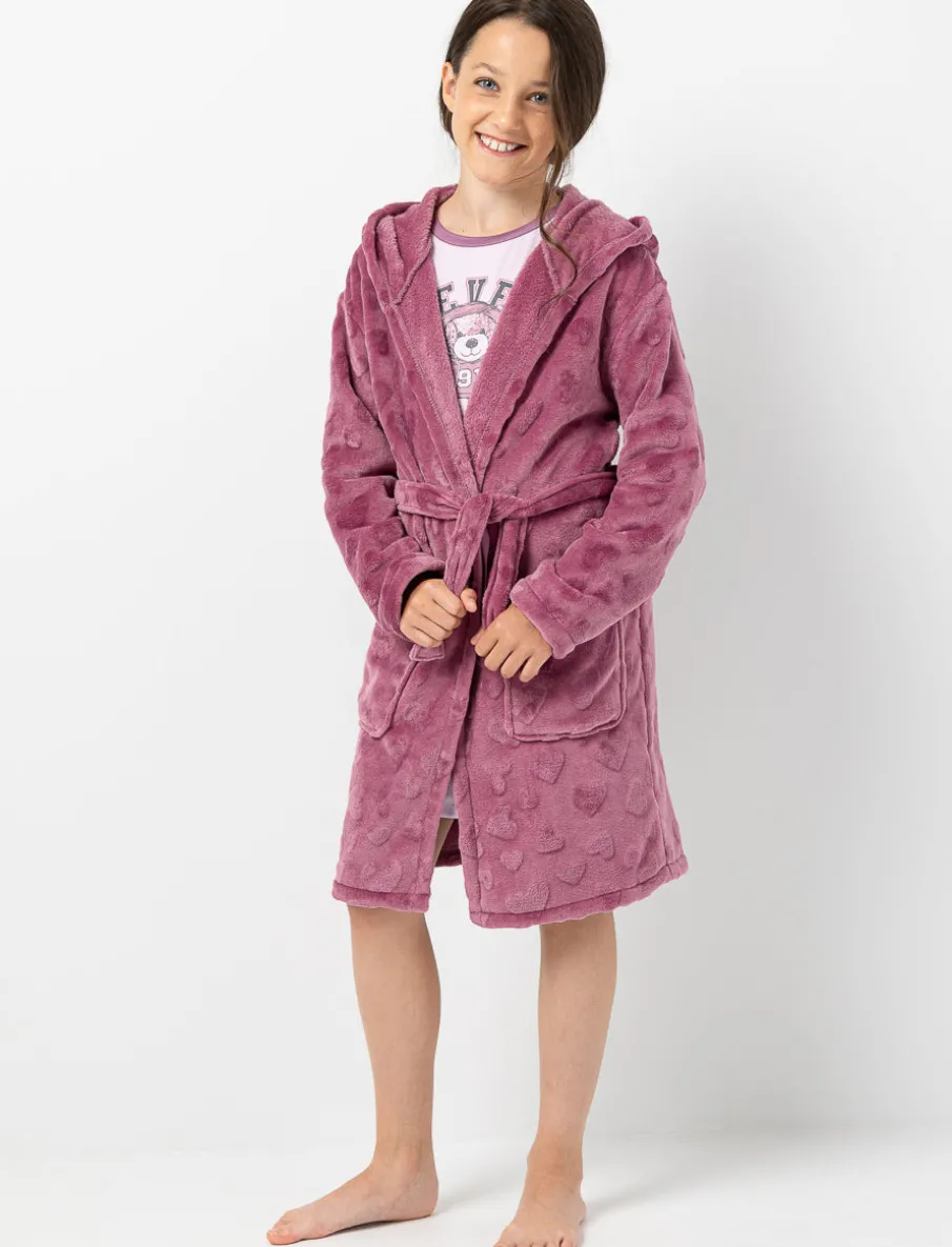 Plush Bathrobe with Hearts