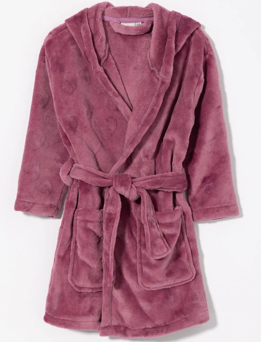 Plush Bathrobe with Hearts - Little Girl